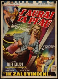 9b042 I, THE JURY Belgian 1953 Mickey Spillane, Biff Elliot as Mike Hammer, sexy girl undressing!