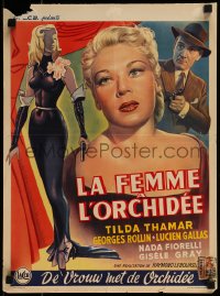 9b045 LA FEMME A L'ORCHIDEE Belgian 1952 Tilda Thamar, Georges Rollin, sexy artwork!