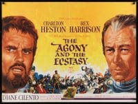 9b077 AGONY & THE ECSTASY roadshow British quad 1965 Charlton Heston & Rex Harrison, Todd-AO 70MM!