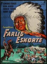 9b394 WARPATH Danish 1953 artwork of Edmond O'Brien, Dean Jagger, Native Americans by K. Wenzel!