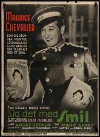 9b398 WITH A SMILE Danish 1937 Tourneur, different Maurice Chevalier smiles to success!