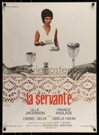 9b065 SERVANT French 23x32 1970 Jacques Bertrant, image of woman holding teacups