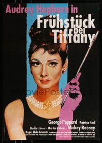 9b032 BREAKFAST AT TIFFANY'S German R1980s different Peltzer art of sexy elegant Audrey Hepburn!