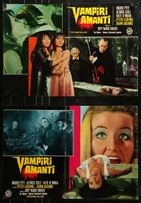 9b494 VAMPIRE LOVERS group of 8 Italian 18x26 pbustas 1972 Hammer Cushing, Ingrid Pitt, Addams!