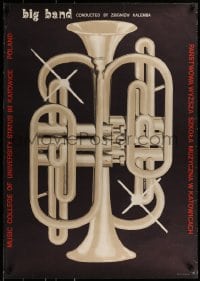 9b948 BIG BAND Polish 27x38 1978 art of wild brass instrument by M. Palka!