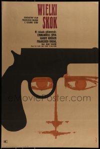 9b878 LE GROS COUP Polish 21x31 1966 Emmanuelle Riva, Hardy Kruger, Hibner art of pistol!