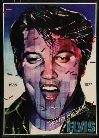 9b931 ELVIS PRESLEY commercial Polish 18x26 1983 cool close-up artwork of the King by Drzewinscy!