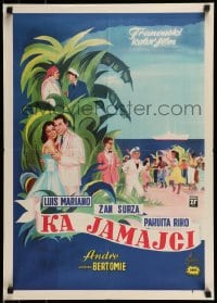 9b306 LOVE IN JAMAICA Yugoslavian 20x28 1957 A La Jamaque, Andre Berthomieu, Luis Mariano, Sourza!