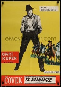 9b312 PLAINSMAN Yugoslavian 19x26 R1960s art of Gary Cooper & horses, Cecil B. DeMille!
