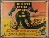 9c002 20 MILLION MILES TO EARTH style A 1/2sh 1957 out-of-space creature invades the Earth, monster art!