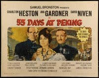 9c012 55 DAYS AT PEKING 1/2sh 1963 art of Charlton Heston, Ava Gardner & David Niven by Terpning!