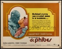 9c015 ABOMINABLE DR. PHIBES 1/2sh 1971 great image of hideous Vincent Price & Virginia North!