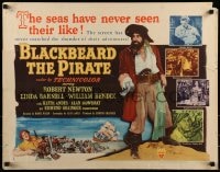 9c060 BLACKBEARD THE PIRATE A 1/2sh 1952 great close-up art of Robert Newton in the title role!
