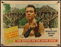 9c069 BRIDGE ON THE RIVER KWAI style A 1/2sh 1958 Holden, Alec Guinness, David Lean WWII classic!