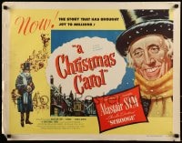 9c094 CHRISTMAS CAROL style B 1/2sh 1951 Charles Dickens holiday classic, Alastair Sim as Scrooge!