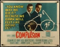 9c103 COMPULSION 1/2sh 1959 Dean Stockwell & Bradford Dillman try to commit the perfect murder!