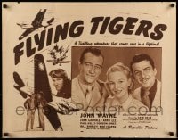 9c166 FLYING TIGERS 1/2sh R1954 John Wayne, John Carroll, Anna Lee, art of WWII airplanes!