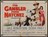9c176 GAMBLER FROM NATCHEZ 1/2sh 1954 Dale Robertson, Debra Paget, cool riverboat art!