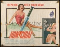 9c215 HOMICIDAL 1/2sh 1961 William Castle's story of a psychotic female killer, green sheets!