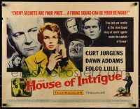 9c222 HOUSE OF INTRIGUE style B 1/2sh 1959 cool artwork of spies Curt Jurgens & Dawn Addams!