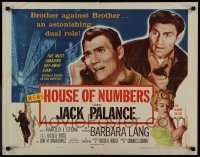 9c224 HOUSE OF NUMBERS style B 1/2sh 1957 two Jack Palances, sexy Barbara Lang, most amazing get-away ever!