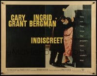 9c235 INDISCREET 1/2sh 1958 Cary Grant & Ingrid Bergman, directed by Stanley Donen!