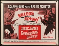 9c249 JESSE JAMES MEETS FRANKENSTEIN'S DAUGHTER 1/2sh 1965 roaring guns vs raging monster!