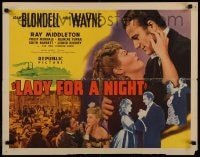 9c268 LADY FOR A NIGHT 1/2sh 1941 romantic close up art of John Wayne & sexy Joan Blondell!