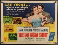 9c271 LAS VEGAS STORY style B 1/2sh 1952 gambler Victor Mature gives Jane Russell jewelry!