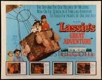 9c272 LASSIE'S GREAT ADVENTURE 1/2sh 1963 most classic Collie dog & boy in hot air balloon!