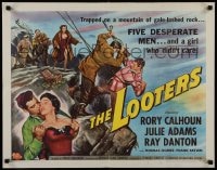 9c286 LOOTERS style A 1/2sh 1955 Rory Calhoun and Julie Adams trapped on mountain!