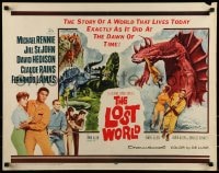 9c288 LOST WORLD 1/2sh 1960 Michael Rennie, really cool dinosaur artwork!
