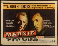 9c305 MARNIE 1/2sh 1964 different split image of Sean Connery & Tippi Hedren, Alfred Hitchcock