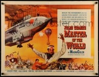 9c307 MASTER OF THE WORLD 1/2sh 1961 Jules Verne, Vincent Price, cool art of enormous flying machine!