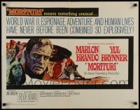 9c318 MORITURI 1/2sh 1965 art of Marlon Brando & Nazi captain Yul Brynner, The Saboteur!