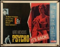 9c375 PSYCHO style B 1/2sh R1965 half-dressed Janet Leigh, Anthony Perkins, Hitchcock classic!