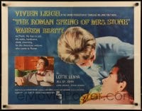 9c390 ROMAN SPRING OF MRS. STONE 1/2sh 1962 close up of Vivien Leigh about to kiss Warren Beatty!