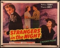 9c426 STRANGERS IN THE NIGHT 1/2sh 1944 cool stone litho of William Terry & Virginia Grey!