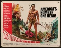 9c442 TARZAN & THE GREAT RIVER 1/2sh 1967 art of Mike Henry in the title role w/sexy Diana Millay!