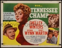 9c447 TENNESSEE CHAMP style B 1/2sh 1954 Bombshell Shelley Winters, Keenan Wynn, Martin, boxing!