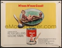 9c450 THERE'S A GIRL IN MY SOUP 1/2sh 1971 Peter Sellers, Goldie Hawn, great Campbell's can art!