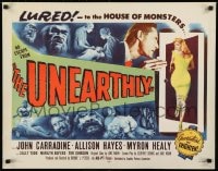 9c469 UNEARTHLY 1/2sh 1957 John Carradine & sexy Allison Hayes lured to the house of monsters!
