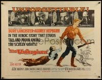 9c471 UNFORGIVEN style B 1/2sh 1960 Burt Lancaster, Audrey Hepburn, directed by John Huston!