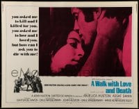 9c480 WALK WITH LOVE & DEATH 1/2sh 1969 John Huston, Anjelica Huston romantic close up!