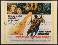 9c484 WELCOME TO HARD TIMES 1/2sh 1967 cool artwork of cowboy Henry Fonda + cast montage!