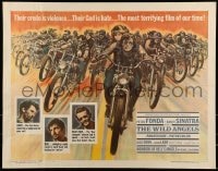 9c492 WILD ANGELS 1/2sh 1966 art of biker Peter Fonda & sexy Nancy Sinatra on motorcycle!