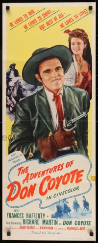 9c511 ADVENTURES OF DON COYOTE insert 1947 he has a deadly eye for a target & roving eye for a redhead!