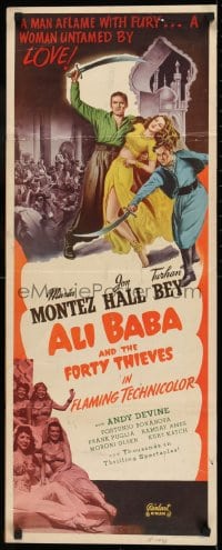 9c517 ALI BABA & THE FORTY THIEVES insert R1948 art of Maria Montez, Jon Hall & Turhan Bey!