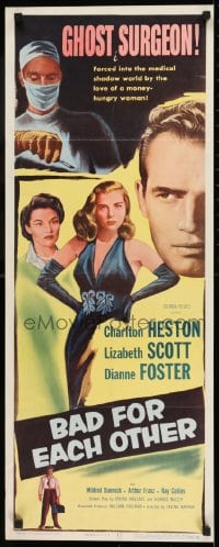 9c534 BAD FOR EACH OTHER insert 1953 Charlton Heston, super-sexy bad girl Lizabeth Scott!