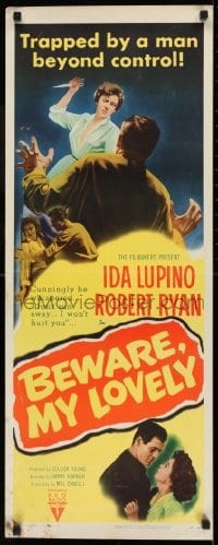 9c550 BEWARE MY LOVELY insert 1952 film noir, Ida Lupino trapped by a man beyond control!